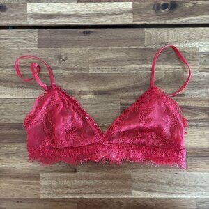 Free People Sheer Lace Bralette Bra Red Floral Women’s Small Sexy Fairy Boho